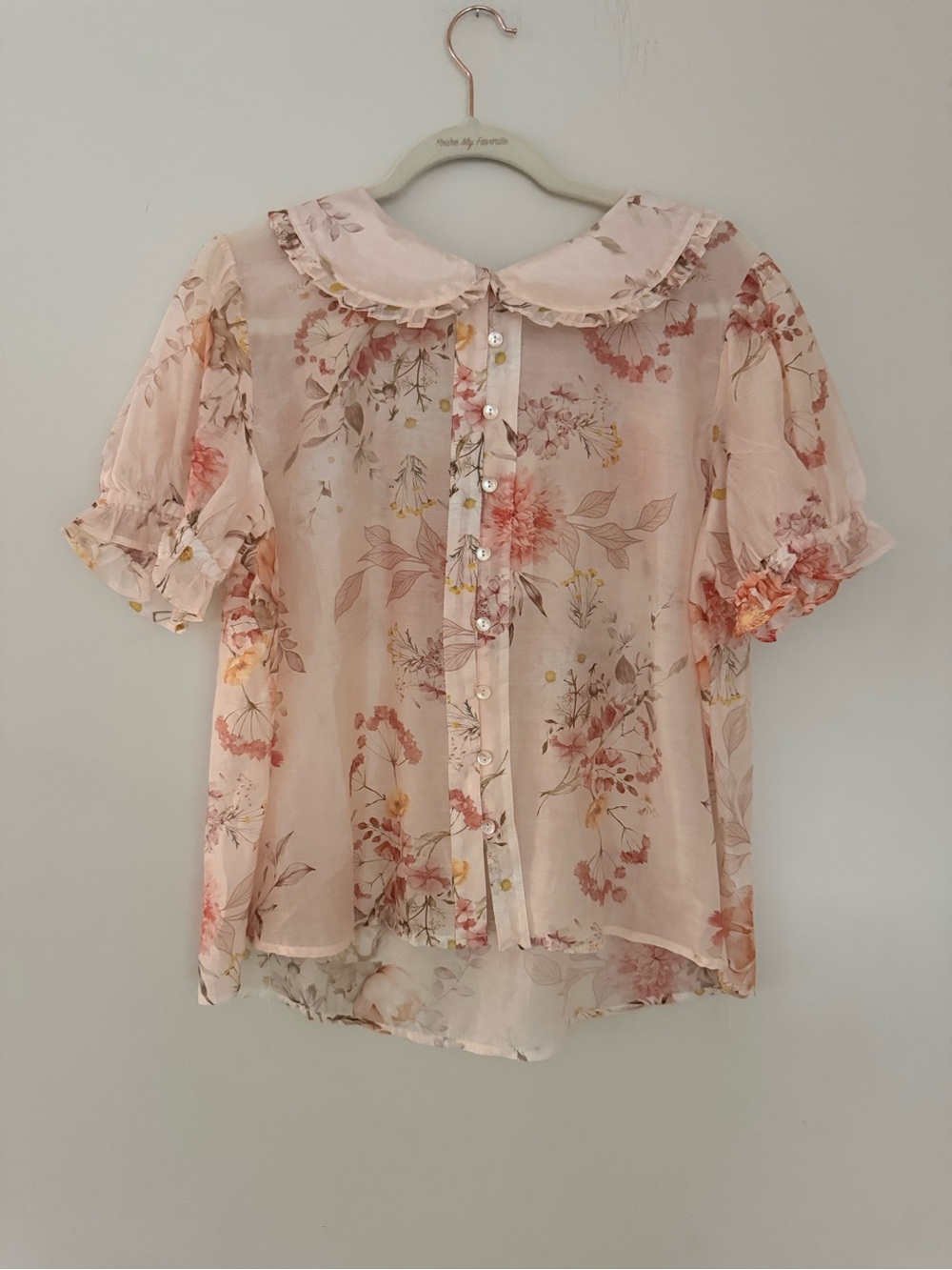 Lucky & Coco Floral Peter Pan Collar Blouse XL Cottagecore Fairycore Sheer Top